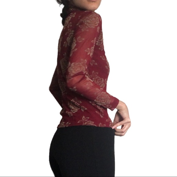 Sparkly Long-sleeve Mesh Rose top - Picture 3 of 12